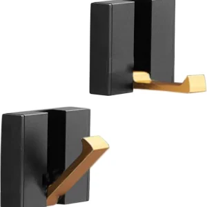 2 stuks – Haak – Handdoek haak – Wandhaak – Handdoekhaakjes – Ophanghaken – Verborgen vouwhaak – Kledinghaak – Handdoekhaak – goud&Zwart – ruimte aluminium – 6*5*1.5cm
