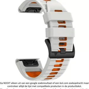 Beige / Gebroken Wit Oranje Siliconen wearable horlogebandje geschikt voor Garmin Fenix 5 (& 5 Plus & Sapphire) / Forerunner 935/945 / Quatix 5 &5 Sapphire / Fenix 6 &6 Plus / Approach S60 & S62 / MARQ devices / D2 Delta – Quickfit Compatibel – 22 mm