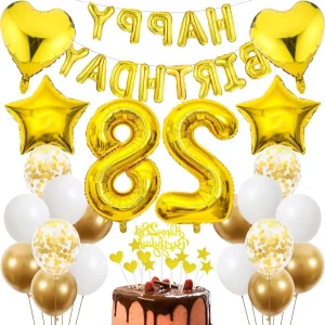 CSGoods – Verjaardag 28 jaar decoratie in goud, feestdecoratie voor mannen en vrouwen