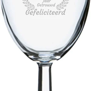 Gegraveerde wijnglas 24,5cl Gefeliciteerd 12,5 jaar getrouwd