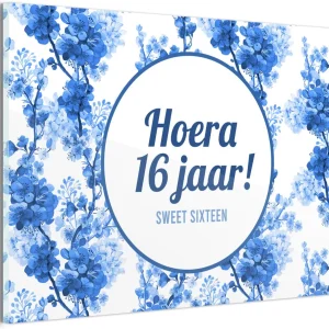 Glasschilderij – Jubileum – 16 jaar – Sweet Sixteen – 90×60 cm – Acrylglas Schilderijen – Foto op Glas