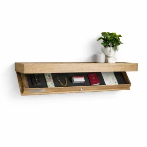 Lifero Zwevende Wandplank met Geheime Opbergruimte – Moderne Houten Wandplank met Verborgen Vak – Ruimtebesparend Design