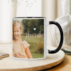 Mok met foto en tekst – Zwart – 325 ml