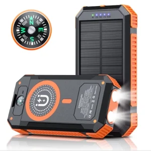 Solar Powerbank 20.000 mAh – 15W – Draadloos – Magnetisch – 3 Apparaten tegelijk – Met zonnepaneel & Led Zaklamp- Outdoor / camping – Noodpakket