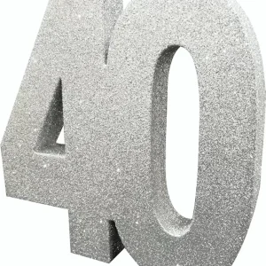 Witbaard Tafeldecoratie 40 Jaar 20 Cm Glitter Zilver