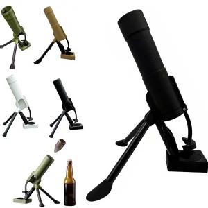 XL Mortier Flesopener & Bierdopjes Schieter – 40cm Militaire Gadget – Stoer Cadeau voor Mannen & Vaderdag – Geschikt voor Corona 330ml – Zwart
