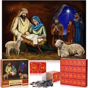 YYCHAN Adventskalender 2025 Puzzel- Advent Kalender Kerstpuzzel 1000+ stukjes – Sinterklaas cadeautjes – Kersttafereel 24 Dagen Puzzel Aftelkalender – Puzzel 1000+ stukjes Volwassenen kinderen – 70cm*50cm – F
