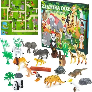 oCreon 2024 Adventskalender – Kerst Aftelkalender Kinderen – Dierentuindieren Speelgoed